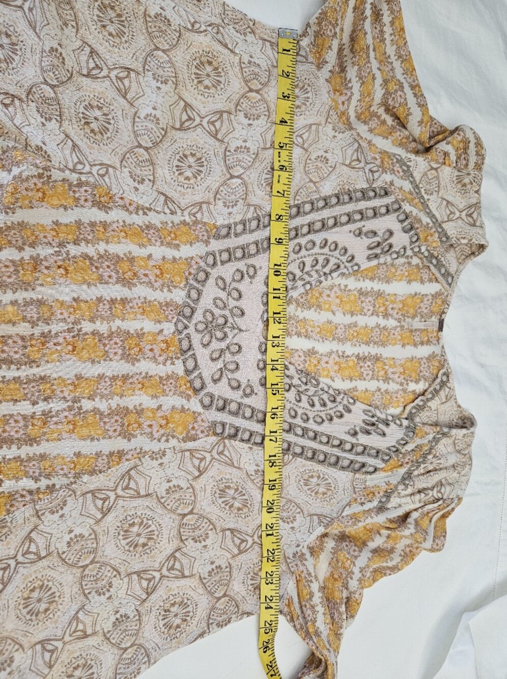 Free People Cream Floral Tunic with Mustard and Brown Accents - Picture 9 of 12